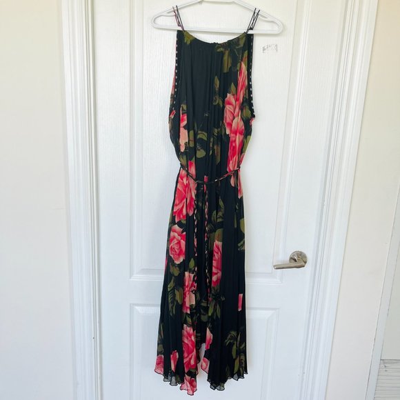 Anthropologie Emeline Pleated Midi Dress Floral Flowy Wedding Guest Dress, XL - Picture 6 of 7